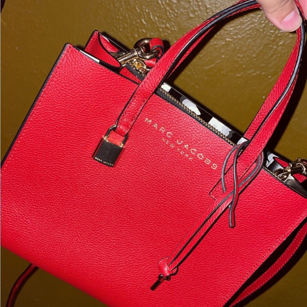 Marc Jacobs Red Mini Leather Tote Crossbody Handbag